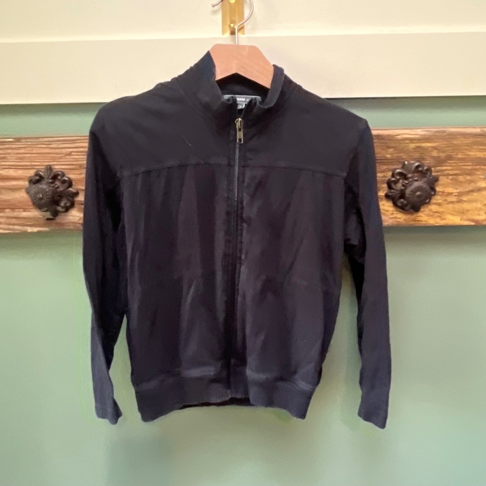 James Perse Los Angeles Kids Full Zip Mock Neck Track Jacket Black Navy Size 7